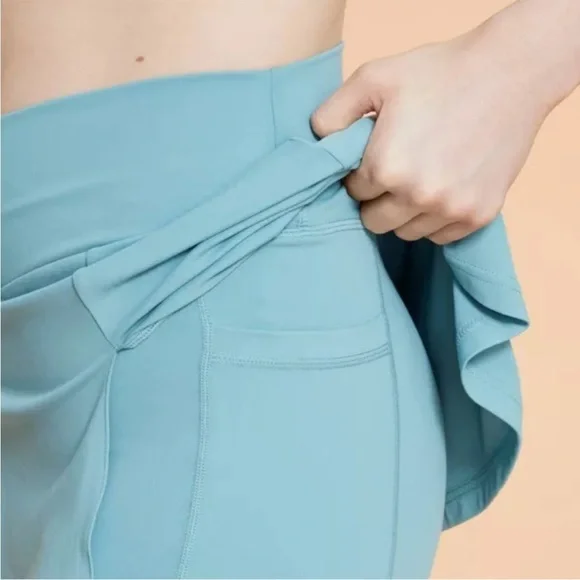 Blogilates Women's Criss Cross Slit High-Rise Skort - Teal Blue NWT - Picture 3 of 8